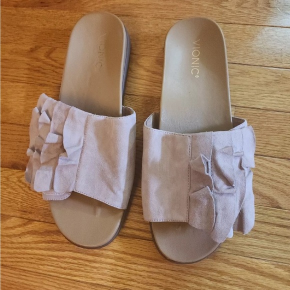 Vionic Shoes - Vionic Roni 11 M Rose Suede Leather Orthotic Sandals worn once in house only